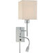 George's Reading Room 10.25 inch 9.00 watt Chrome Swing Arm Wall Lamp Wall Light, with Reading Lamp