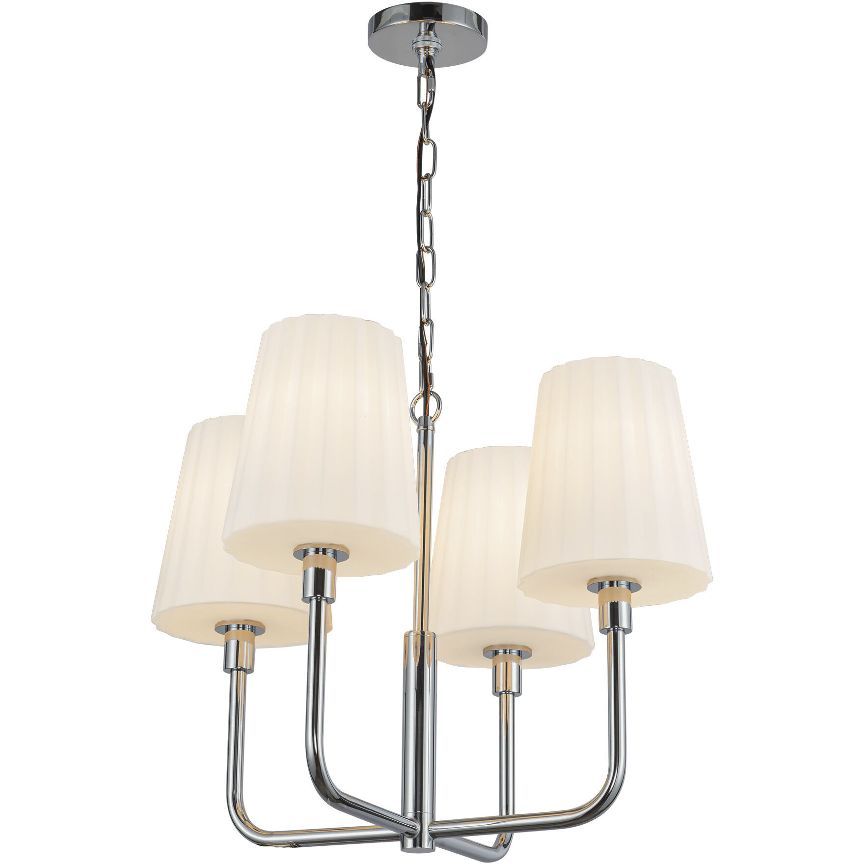 Alora Mood Plisse 4 Light 22.5 inch Chrome/Opal Matte Glass Chandelier Ceiling Light