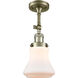 Franklin Restoration Bellmont LED 6 inch Antique Brass Semi-Flush Mount Ceiling Light in Matte White Glass, Franklin Restoration