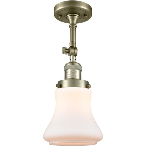 Franklin Restoration Bellmont LED 6 inch Antique Brass Semi-Flush Mount Ceiling Light in Matte White Glass, Franklin Restoration