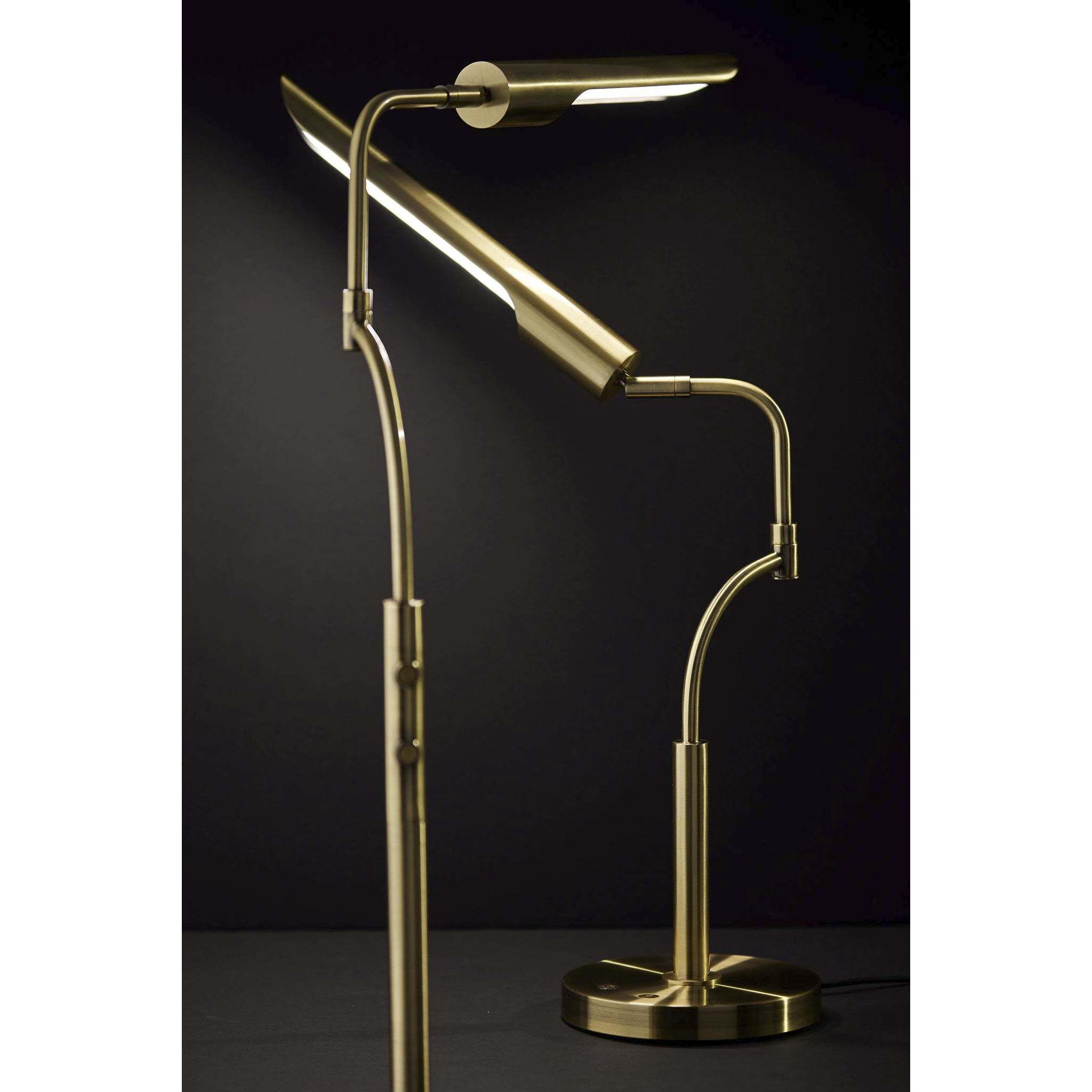 Zane 17 inch 10.00 watt Antique Brass Desk Lamp Portable Light, with Smart Switch