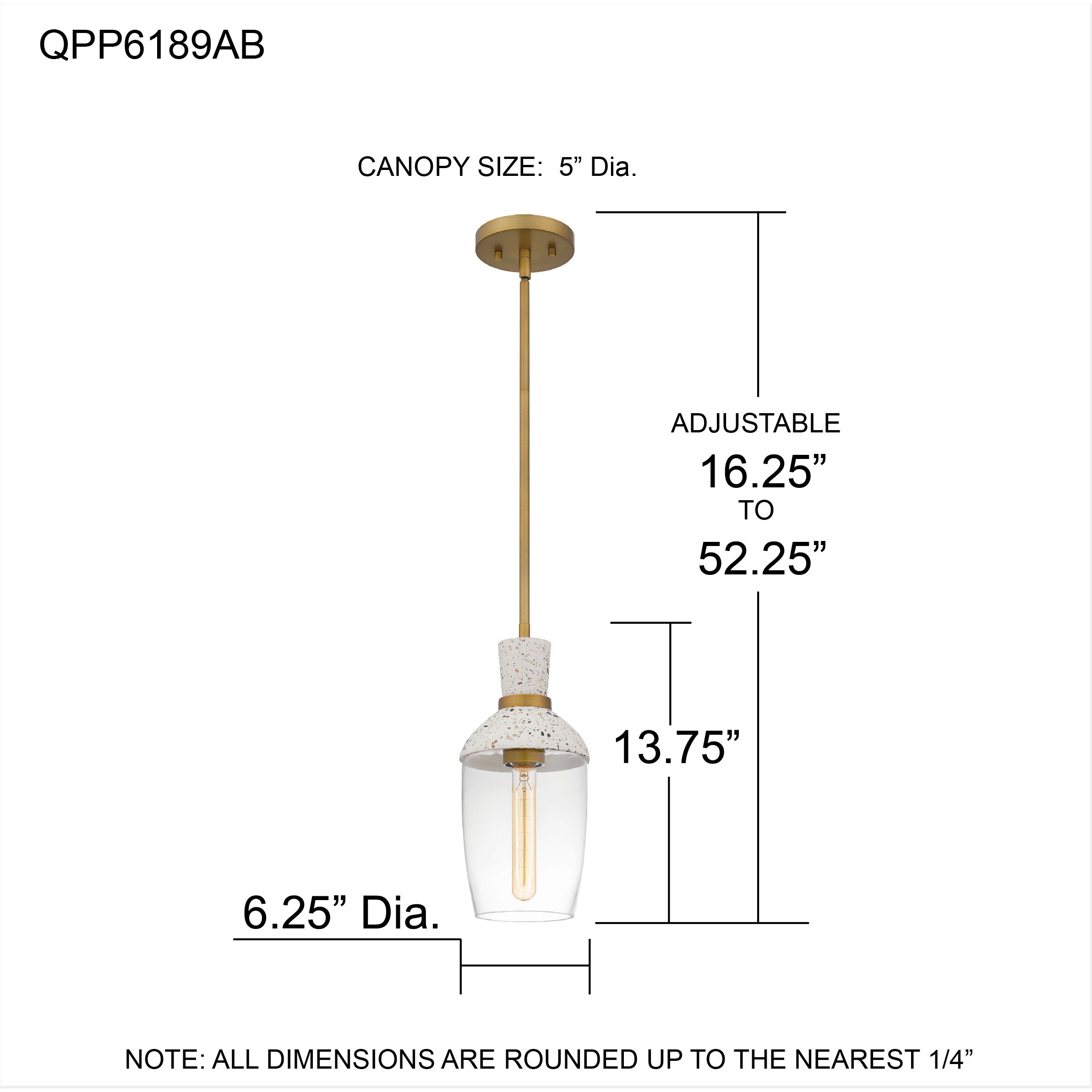 Springsteen 1 Light 6.25 inch Aged Brass Mini Pendant Ceiling Light
