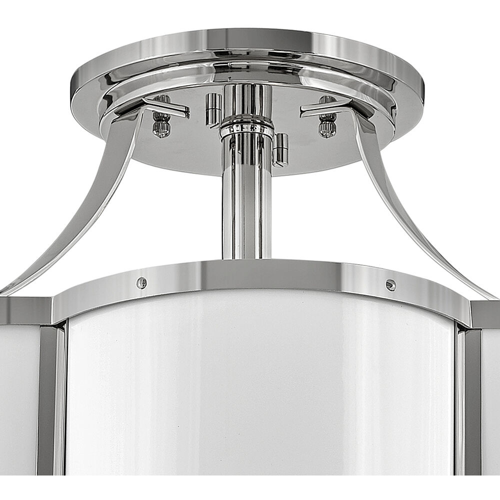 Chance 3 Light 18 inch Polished Nickel with Polished White Indoor Semi-Flush Mount Ceiling Light