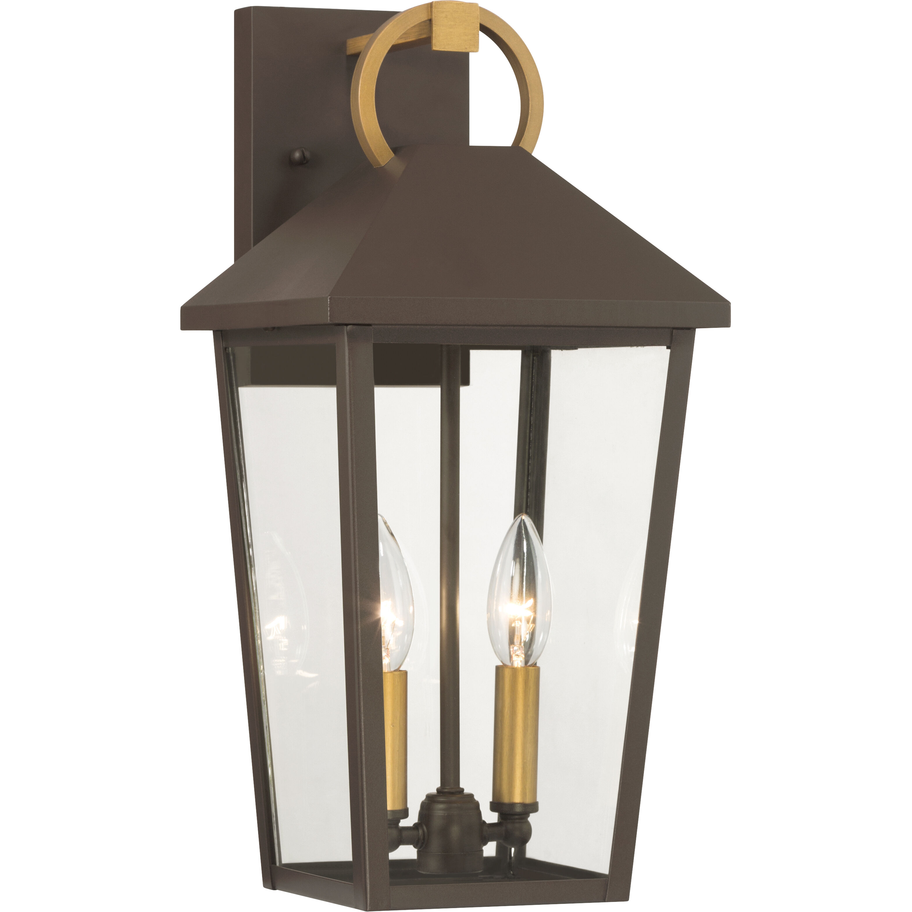 Bayra 2 Light 17 inch Painted Legacy Brass and Dark Bronze Outdoor Wall Lantern