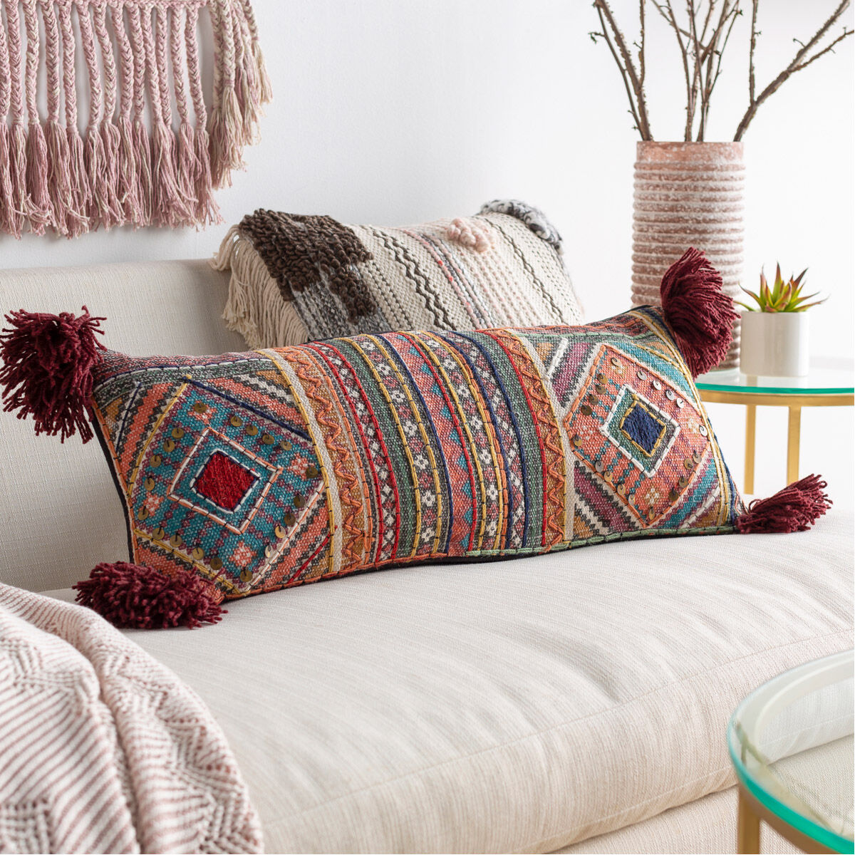 Pale pink lumbar pillow new arrivals
