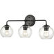 Solmer 3 Light 25.5 inch Matte Black Bathroom Vanity Light Wall Light