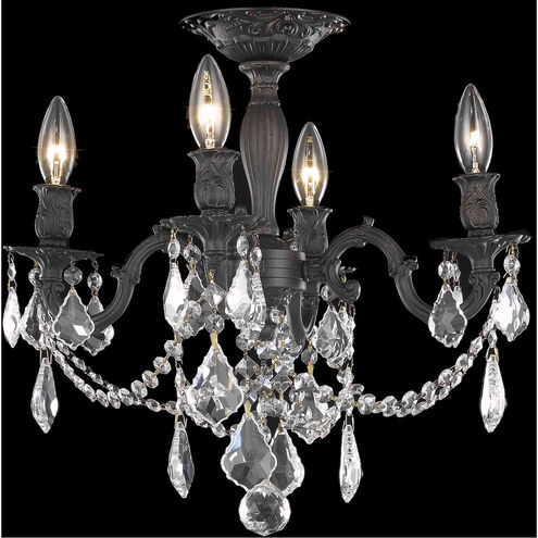 Rosalia 4 Light 17 inch Dark Bronze Flush Mount Ceiling Light in Clear, Royal Cut