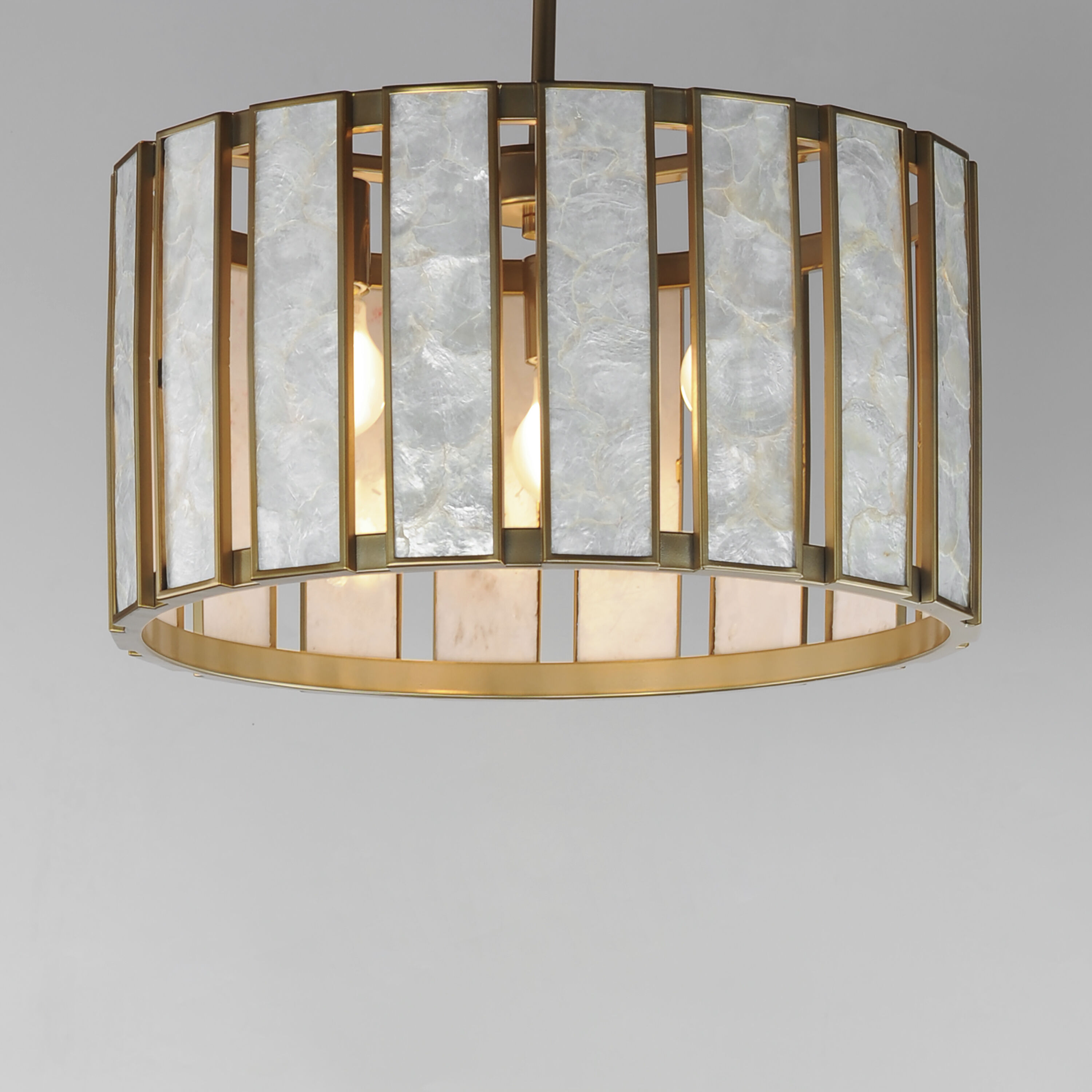 Miramar 3 Light 18 inch Capiz with Natural Aged Brass Single Pendant Ceiling Light