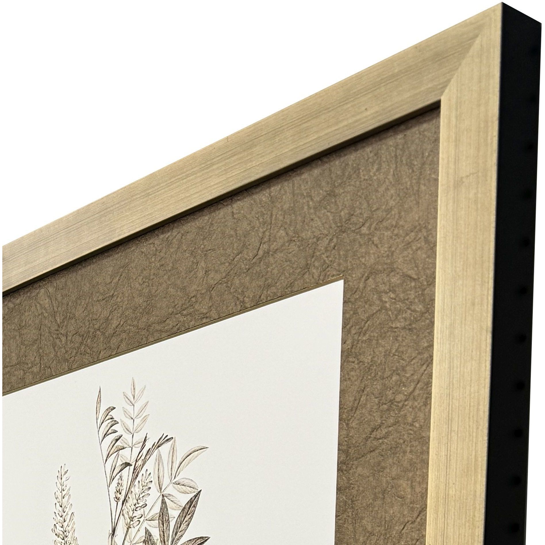 Neutral Botanical Brown and Beige and Metallic and Sepia Framed Art