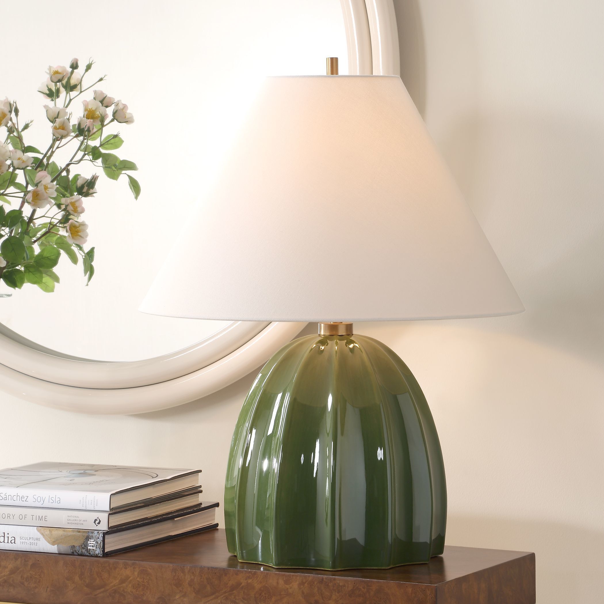 Renna 25.5 inch 150.00 watt Moss Green Glaze Table Lamp Portable Light