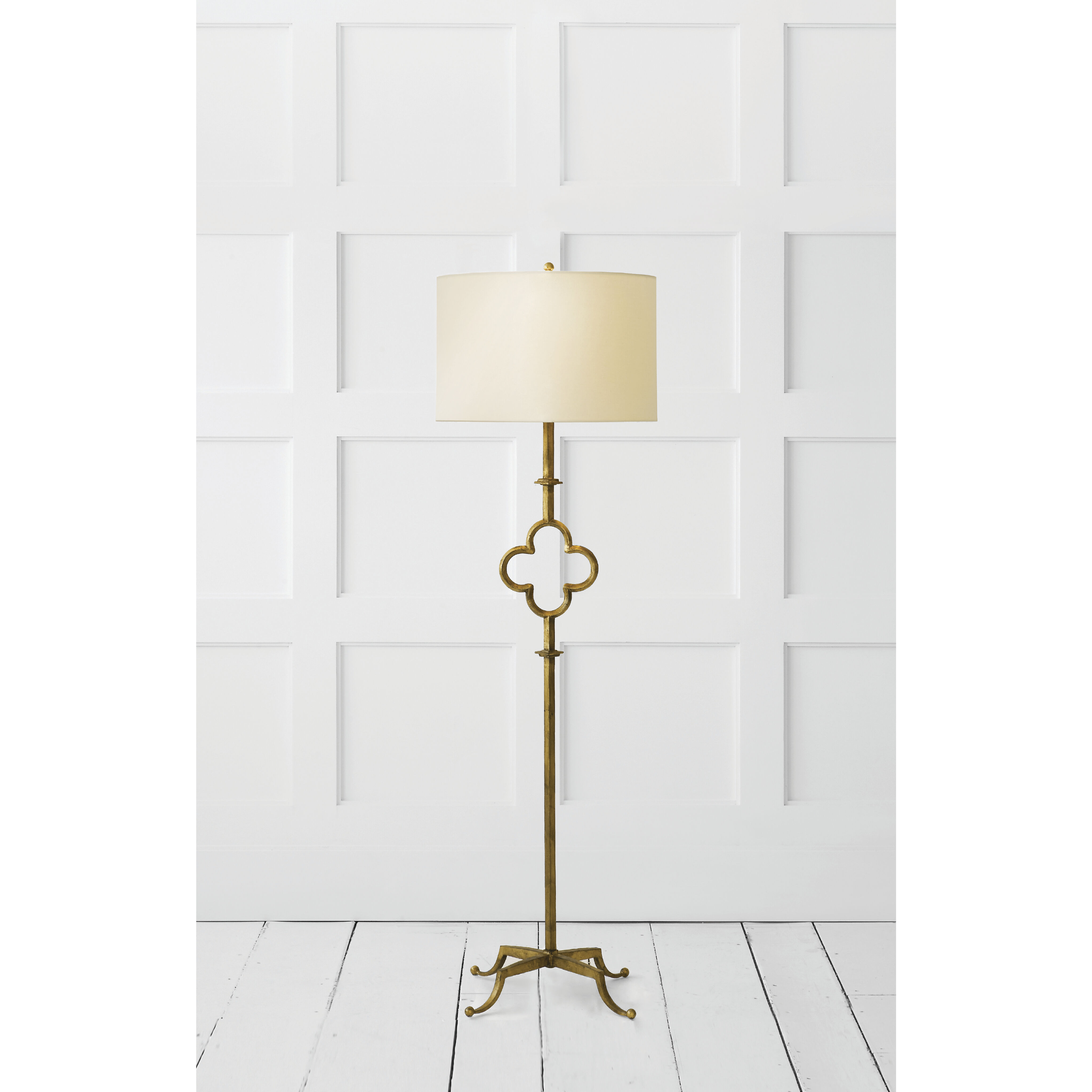 Suzanne Kasler Quatrefoil 68 inch 75.00 watt Gilded Iron Floor Lamp Portable Light