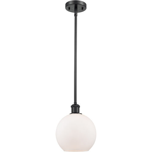 Ballston Athens LED 8 inch Matte Black Pendant Ceiling Light in Matte White Glass, Ballston