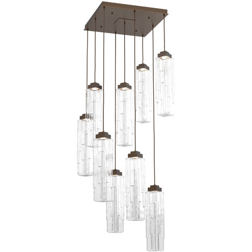 Ledgestone LED 26.1 inch Flat Bronze Chandelier Ceiling Light in 3000K LED, Clear Ledgestone, Square Multi-Port