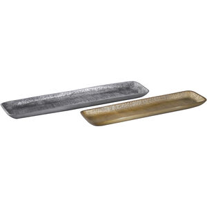 Louk Antique Nickel and Antique Brass Tray, Set of 2