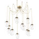 Meteo LED 17 inch Gilded Brass Swag Multi-Pendant Ceiling Light in 2700K LED, Floret Inner - Clear Outer
