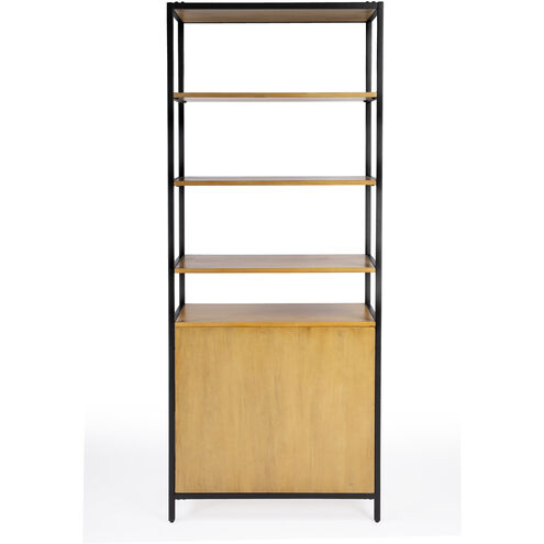 Hans 35.25" W x 84.25"H Open & Closed Etagere Bookcase in Light Brown