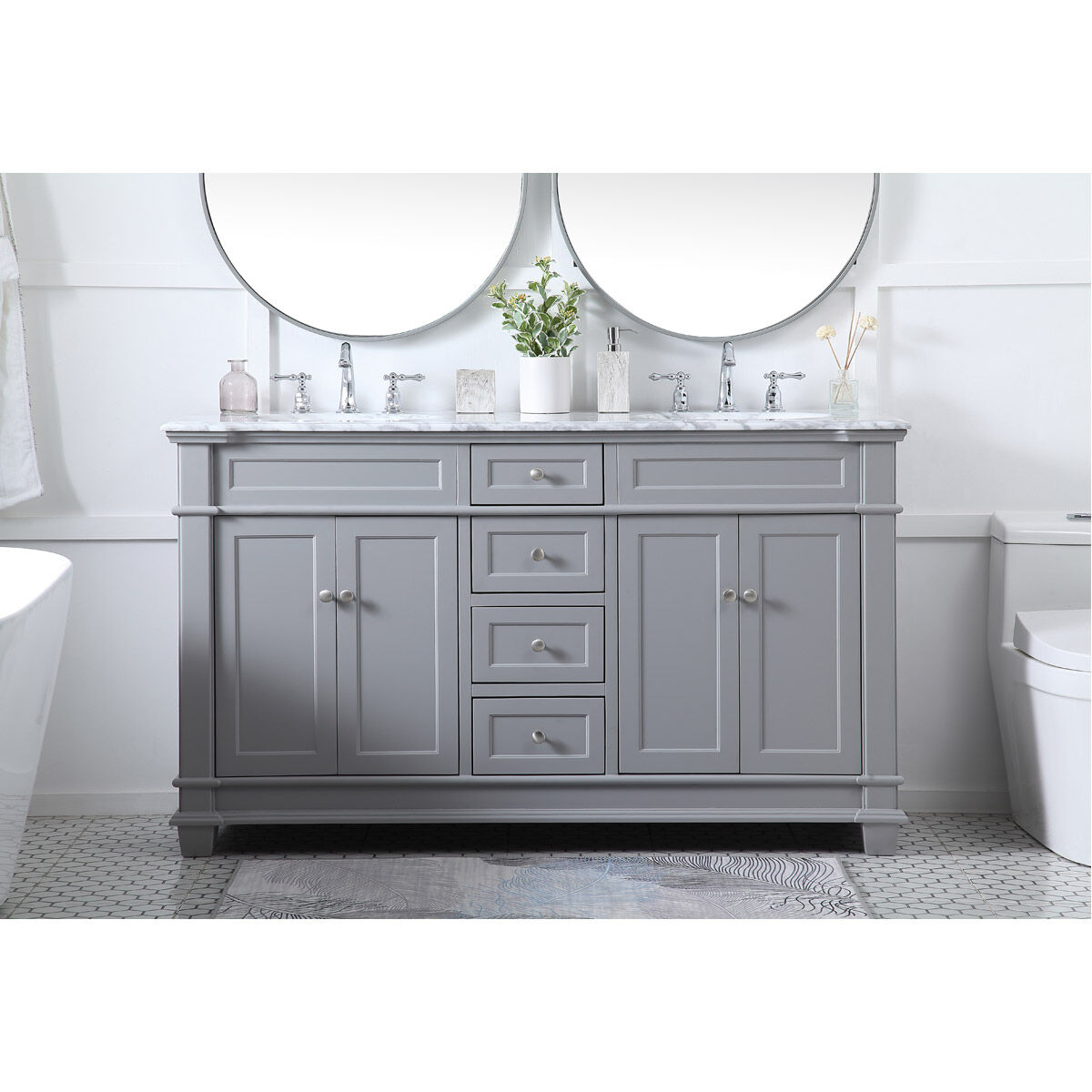 Wesley 60 X 21.5 X 35 inch Grey Vanity Sink Set in Gray