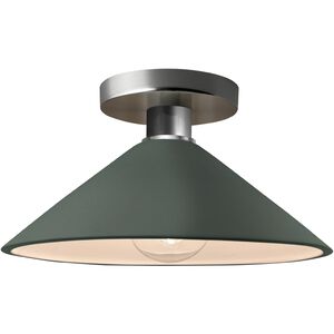 Radiance 1 Light 11.75 inch Pewter Green and Brushed Nickel Semi Flush Ceiling Light