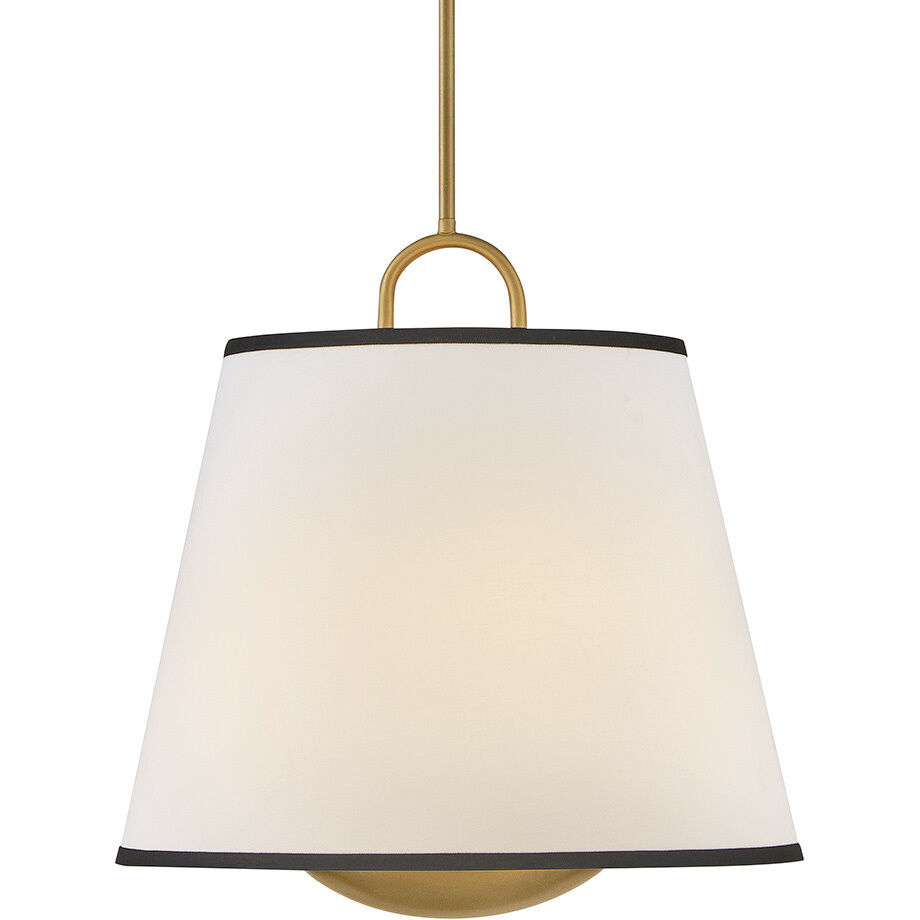 Sonia 3 Light 18 inch Lacquered Brass Pendant Ceiling Light in Lacquered Brass with Off-White