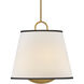 Sonia 3 Light 18 inch Lacquered Brass Pendant Ceiling Light in Lacquered Brass with Off-White