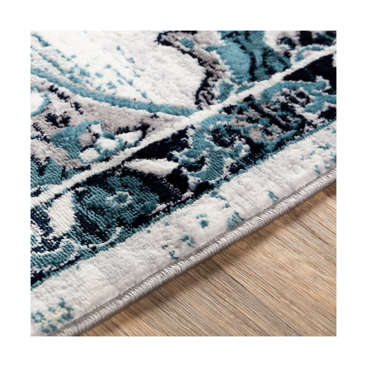 Wanderlust 123 X 94.09 inch Ink Blue/Sky Blue/Charcoal/Light Slate/White Machine Woven Rug