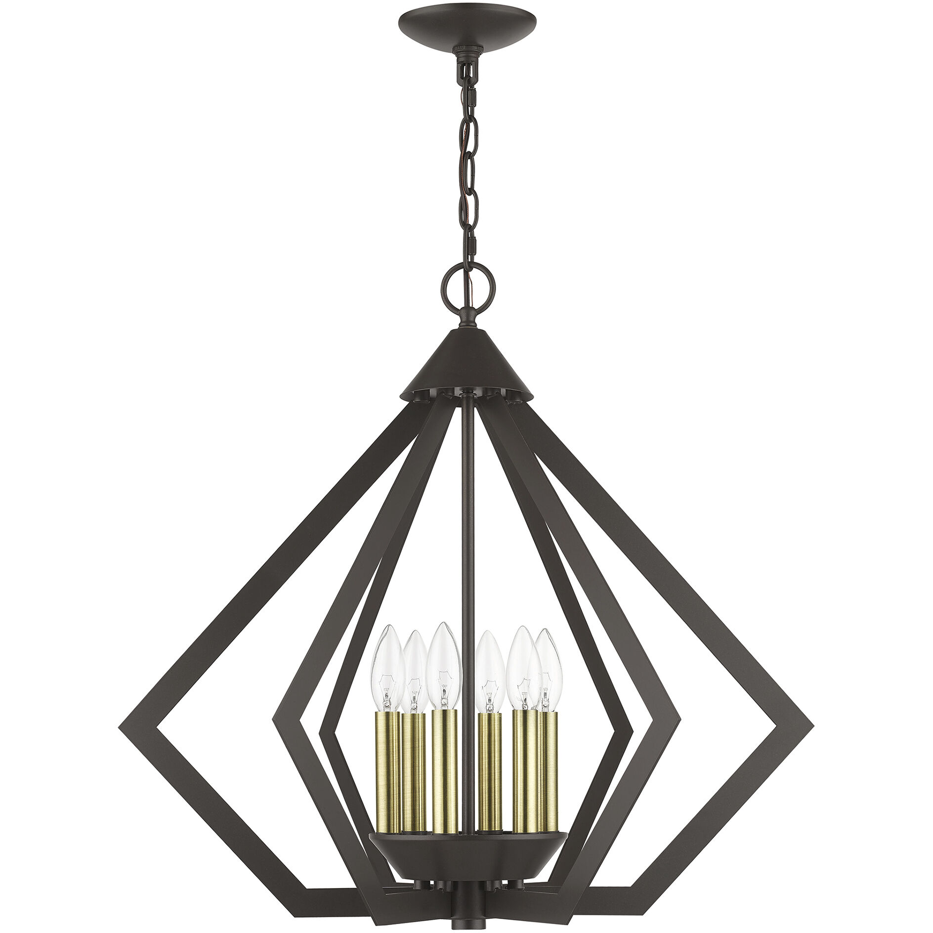 Prism 6 Light 26 inch English Bronze with Antique Brass Finish Accents Chandelier Ceiling Light