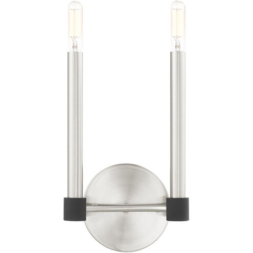 Karlstad 2 Light 7 inch Brushed Nickel with Satin Brass Accents ADA Sconce Wall Light