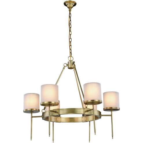 Bradford 6 Light 35 inch Burnished Brass Pendant Ceiling Light, Urban Classic