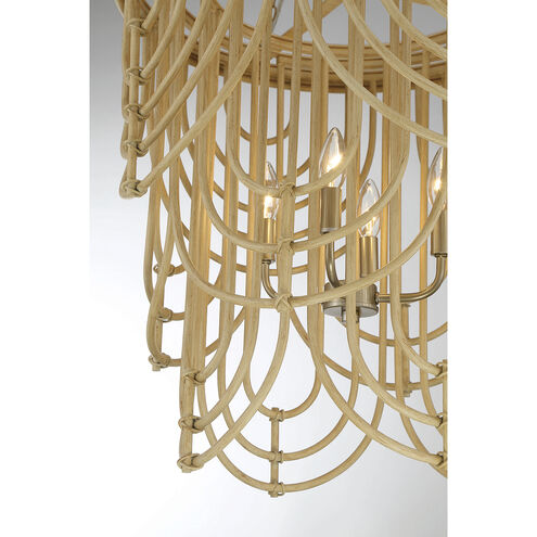 Bremen 4 Light 22 inch Burnished Brass with Natural Rattan Pendant Ceiling Light