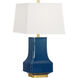 Wildwood 29 inch 100 watt Cadet Blue Glaze/Antique Gold Leaf Table Lamp Portable Light