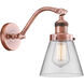 Franklin Restoration Small Cone LED 7 inch Antique Copper Sconce Wall Light in Clear Glass, Franklin Restoration