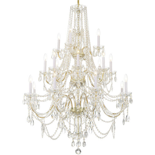 Traditional Crystal 20 Light 38 inch Polished Brass Chandelier Ceiling Light
