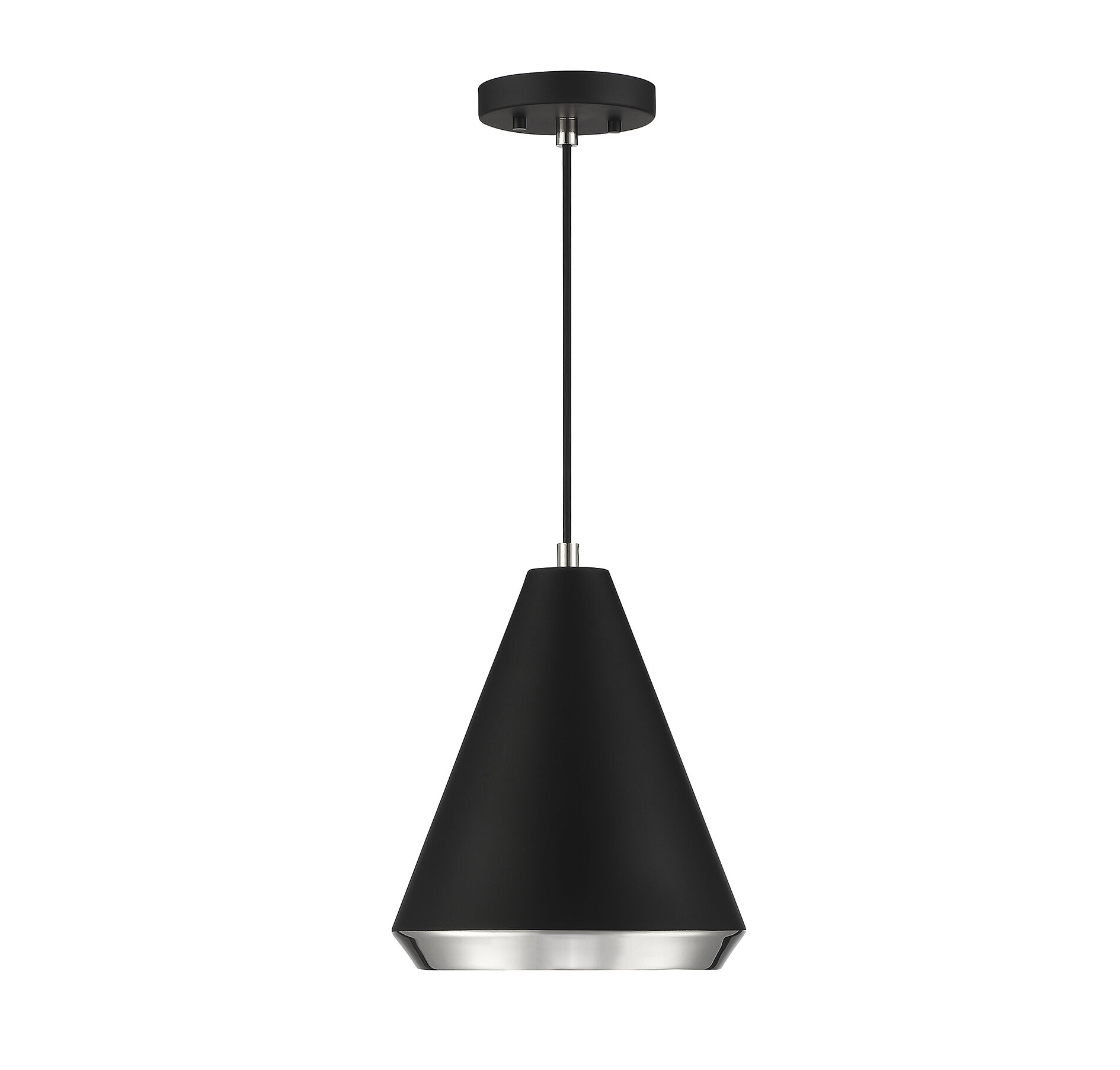Vintage 1 Light 10 inch Matte Black with Polished Nickel Pendant Ceiling Light
