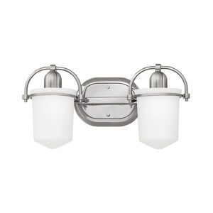 Clancy 2 Light 16 inch Brushed Nickel Bath Light Wall Light in Etched Opal