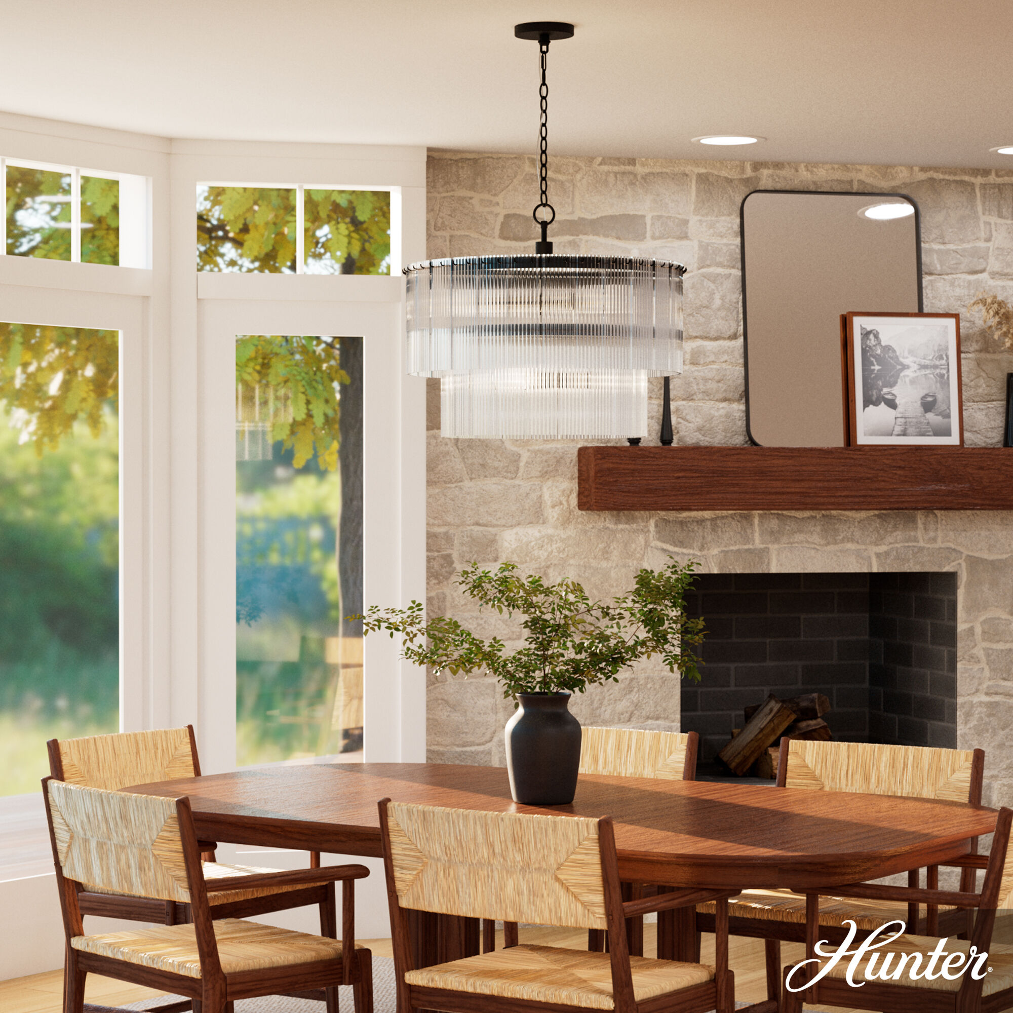 Ontario 6 Light 24 inch Matte Black Pendant Ceiling Light, Medium