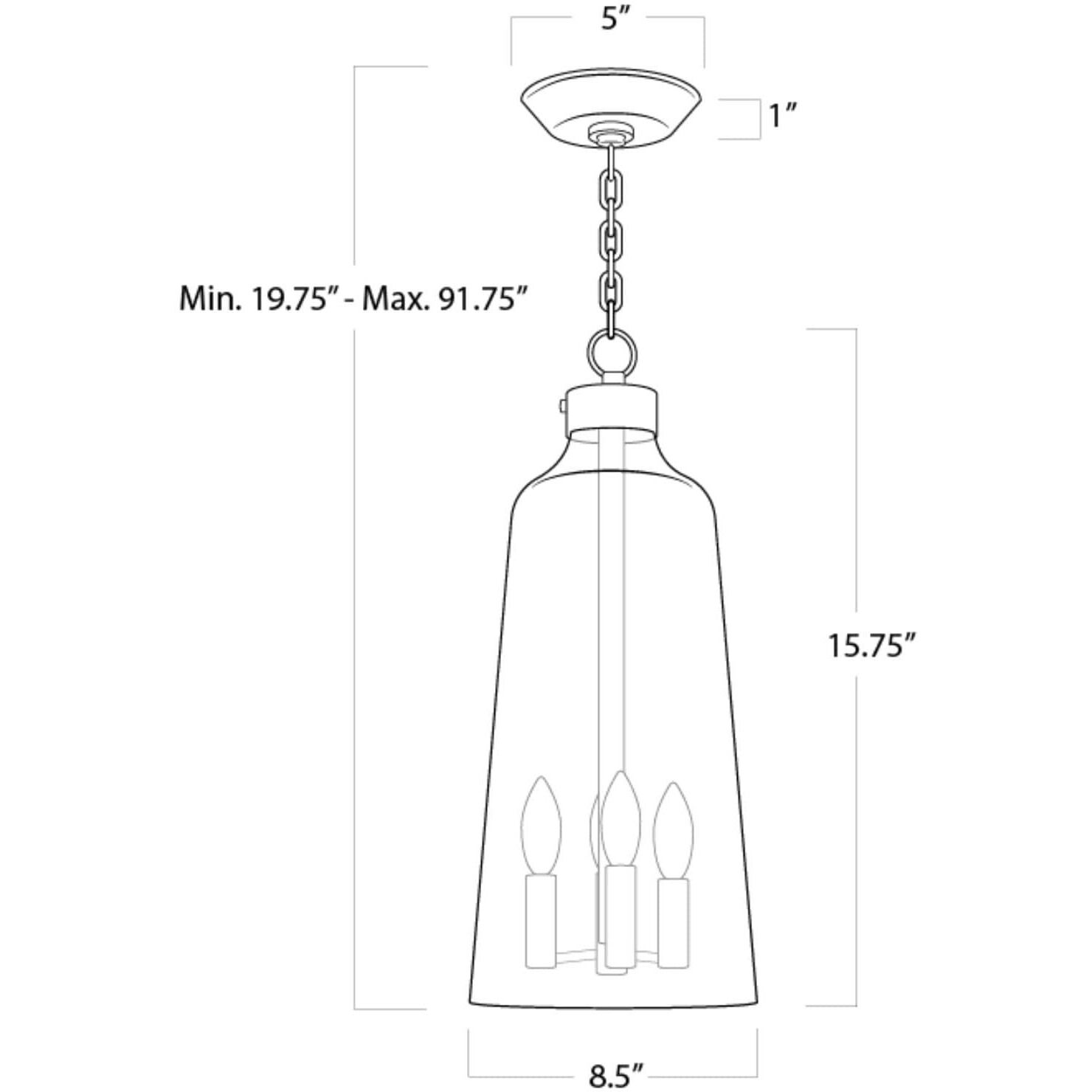 Wythe 3 Light 8.5 inch Clear Pendant Ceiling Light