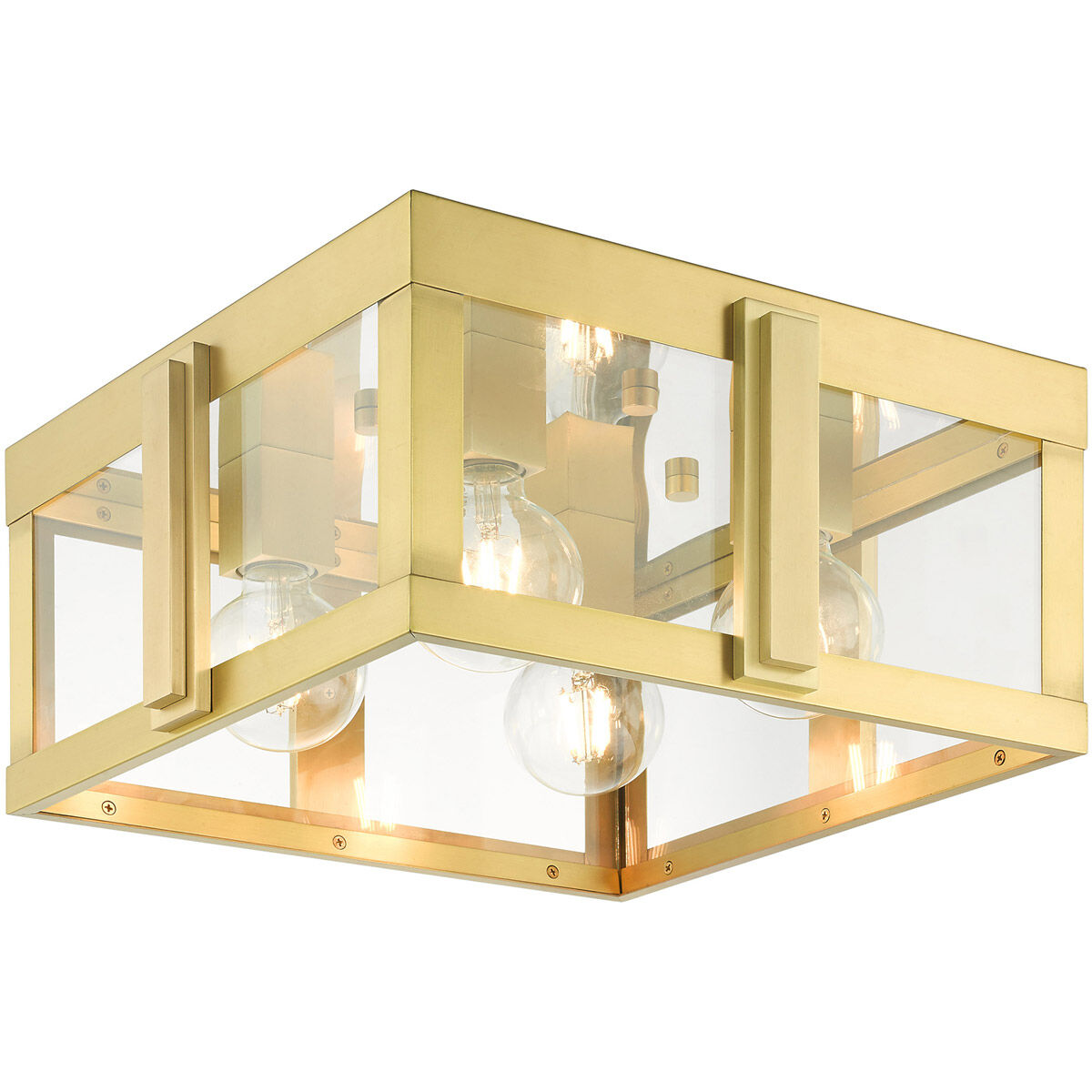 Lexington 4 Light 16 inch Natural Brass Outdoor Flush Mount
