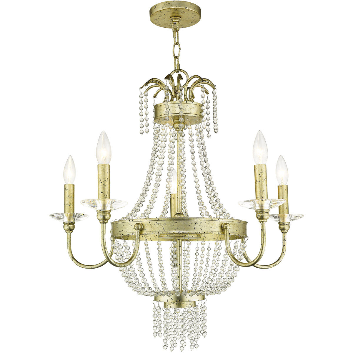 Valentina 5 Light 26 inch Hand Applied Winter Gold Chandelier Ceiling Light