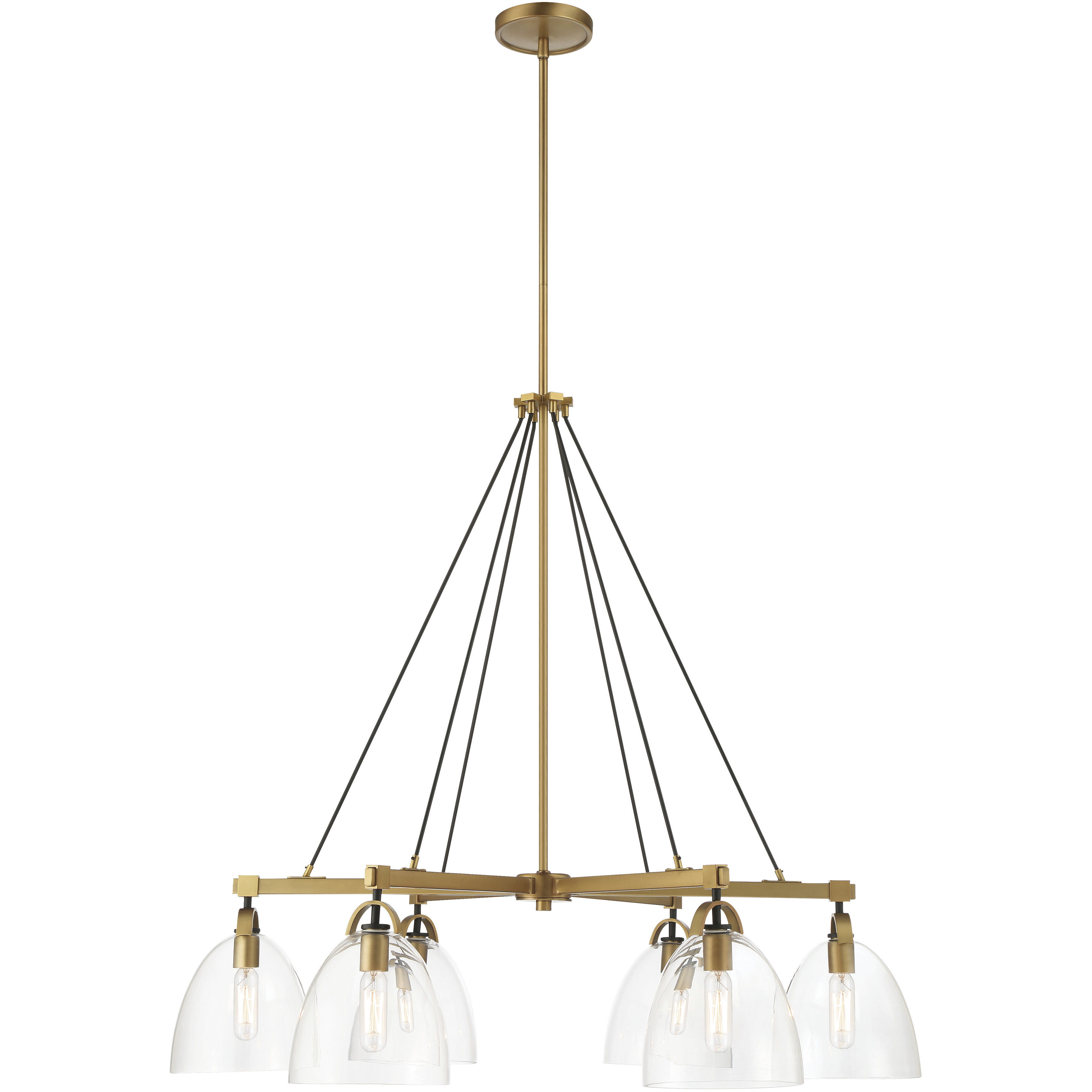 Sommersby 6 Light 36 inch Legacy Brass and Matte Coal Chandelier Ceiling Light