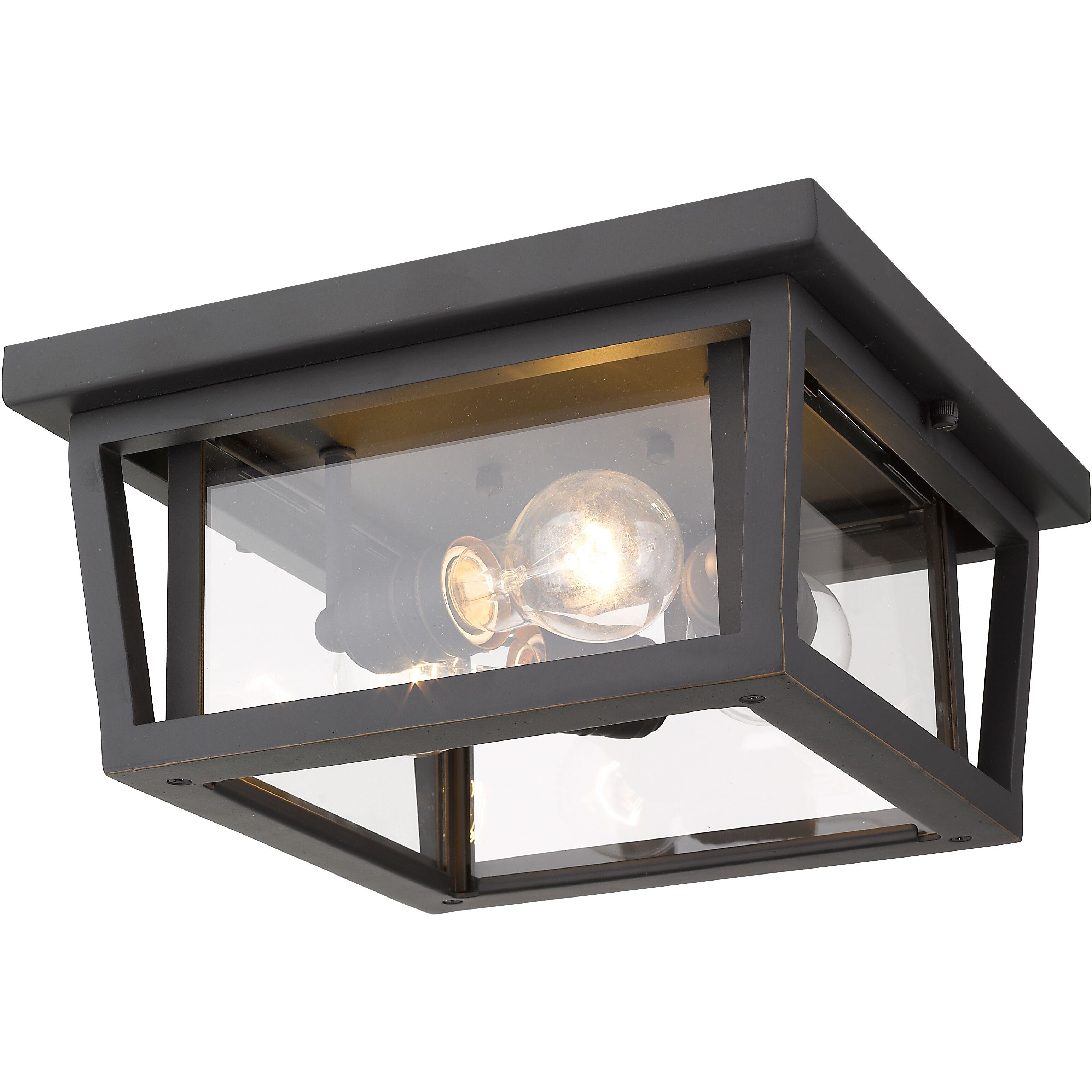Seoul 3 Light 12 inch Oil Rubbed Bronze Outdoor Flush Mount