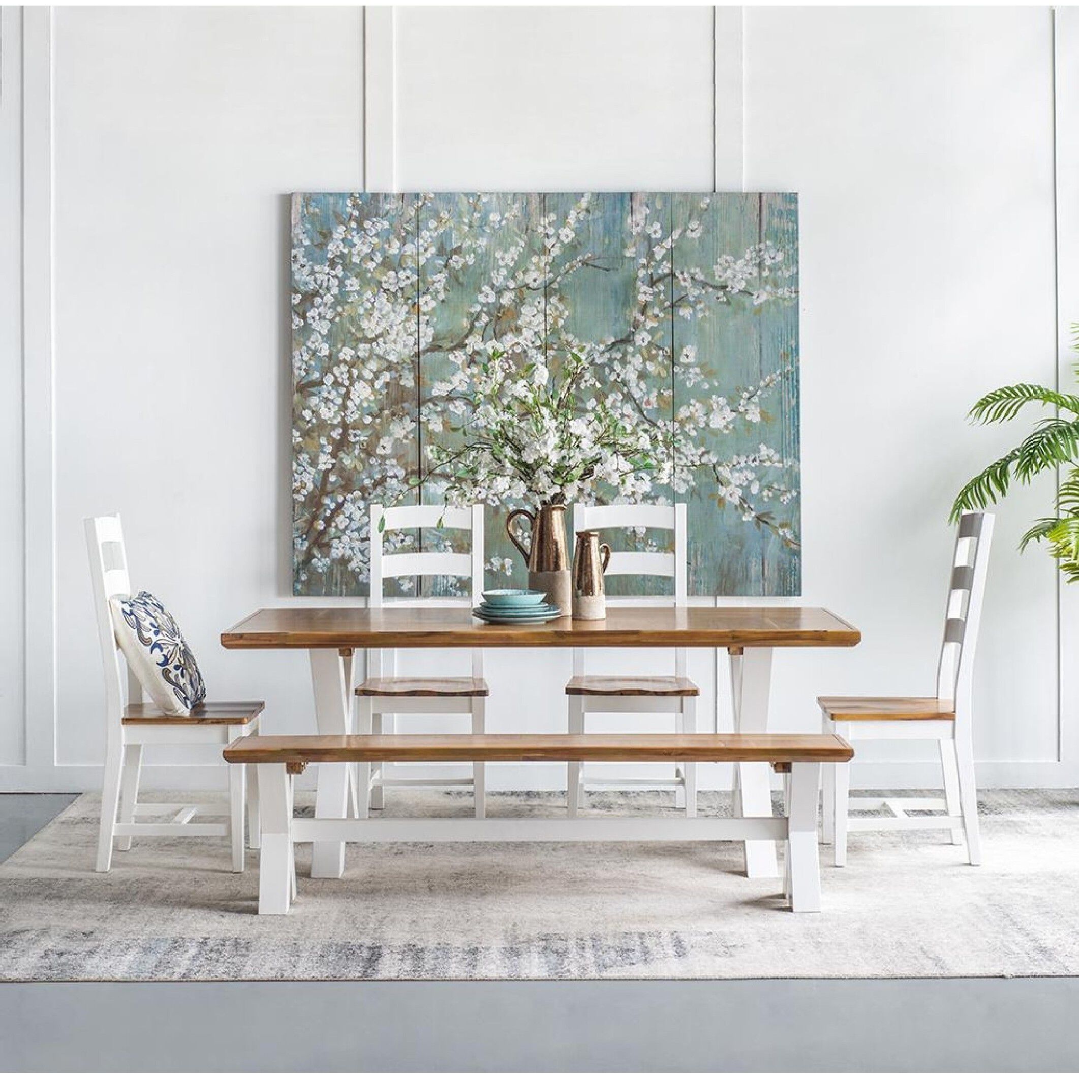 Saison White Cherry Blossom Blue/White/Brown Wall Art