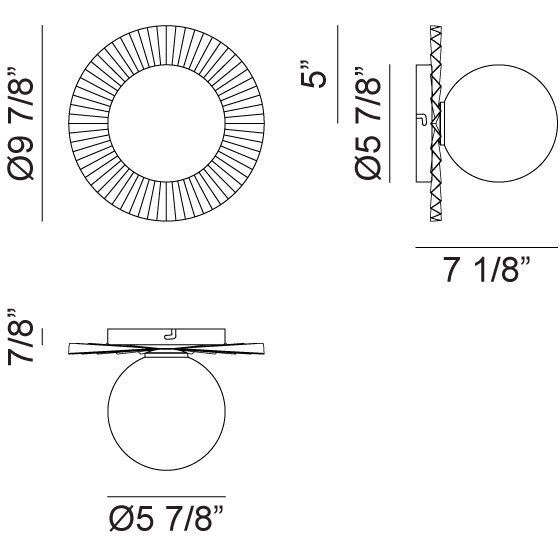Modern Ruff Wall Sconce Wall Light in Black and Opal Glass