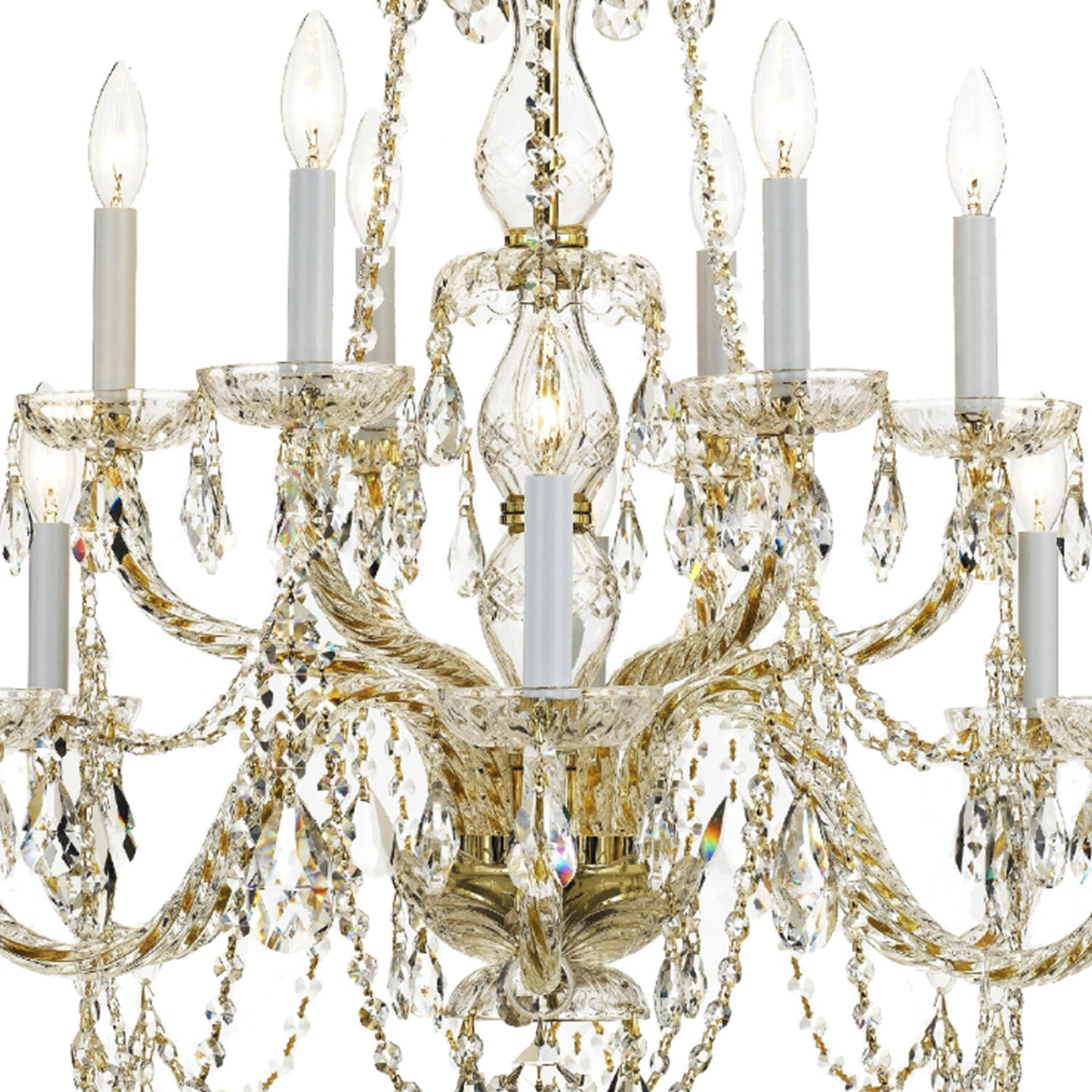 Traditional Crystal 12 Light 31 inch Polished Brass Chandelier Ceiling Light in Clear Hand Cut