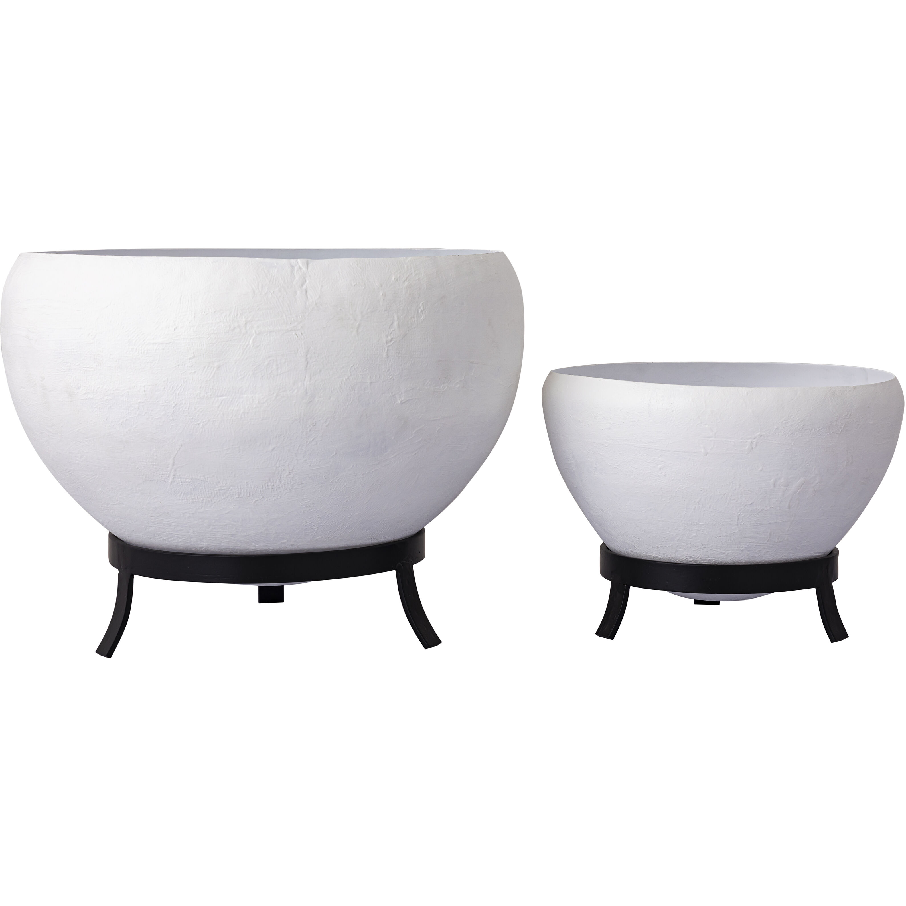 Teris Plaster White with Aged Black Indoor Planter, Set of 2