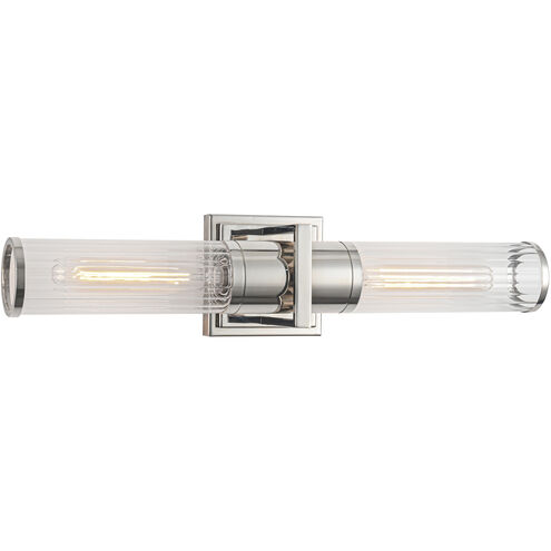 Positano LED 20.8 inch Polished Nickel Bathroom Vanity Wall Light in Clear Ribbed