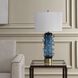 Aura 27.75 inch 150 watt Blue Glass and Brushed Brass Table Lamp Portable Light
