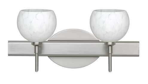 Palla 5 2 Light 15 inch Satin Nickel Vanity Lighting Wall Light in Halogen, Carrera Glass
