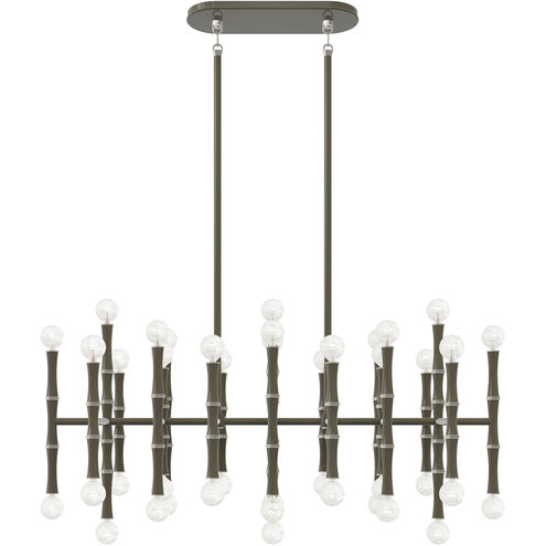 Kane Island Chandelier Ceiling Light in Polished Nickel, Smoky Taupe