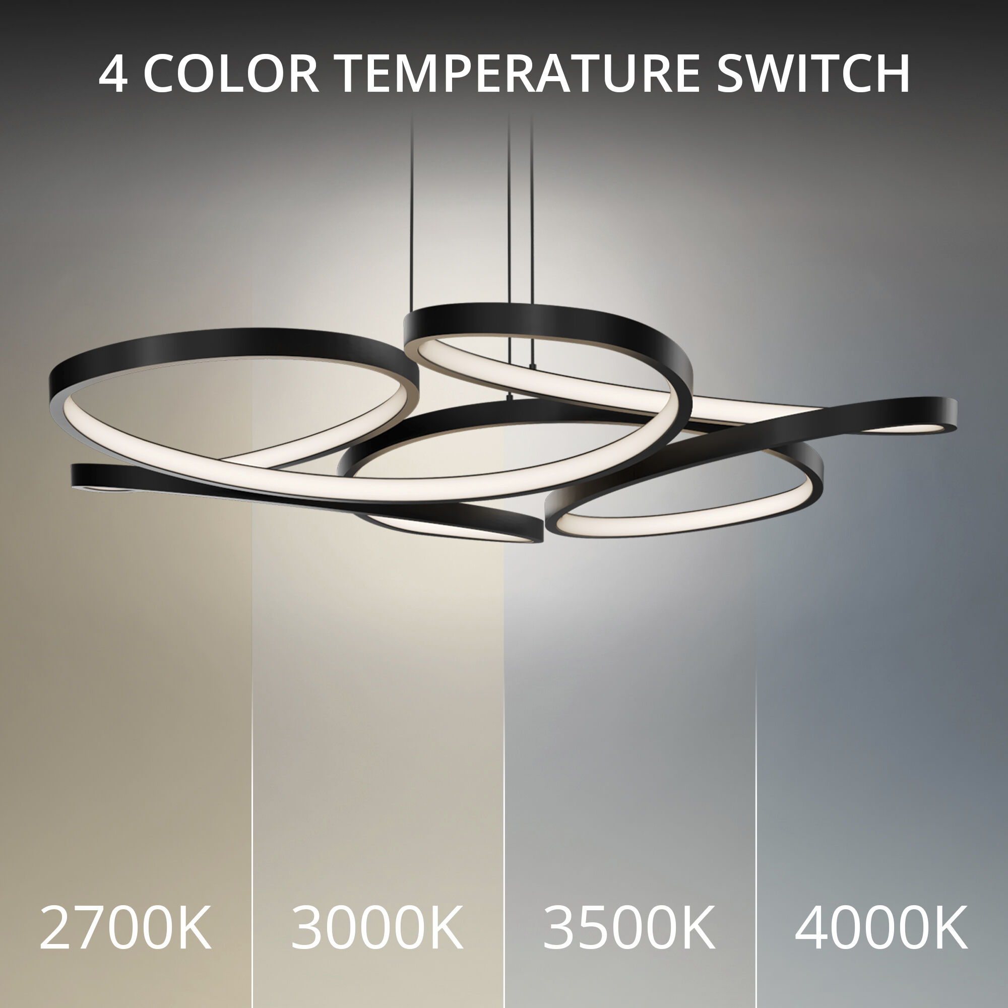 Klover LED 32 inch Black Pendant Ceiling Light in 2700K, dweLED