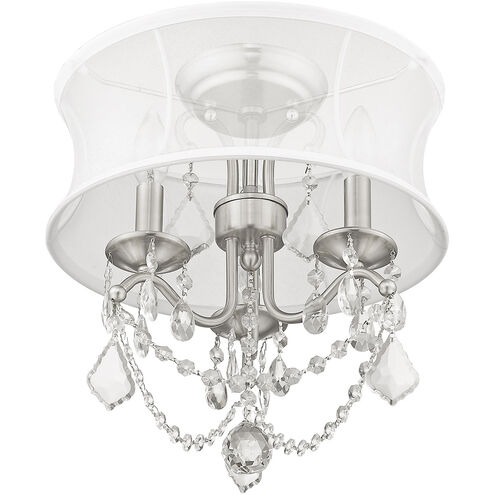 Newcastle 3 Light 13 inch Brushed Nickel Convertible Mini Chandelier/Ceiling Mount Ceiling Light